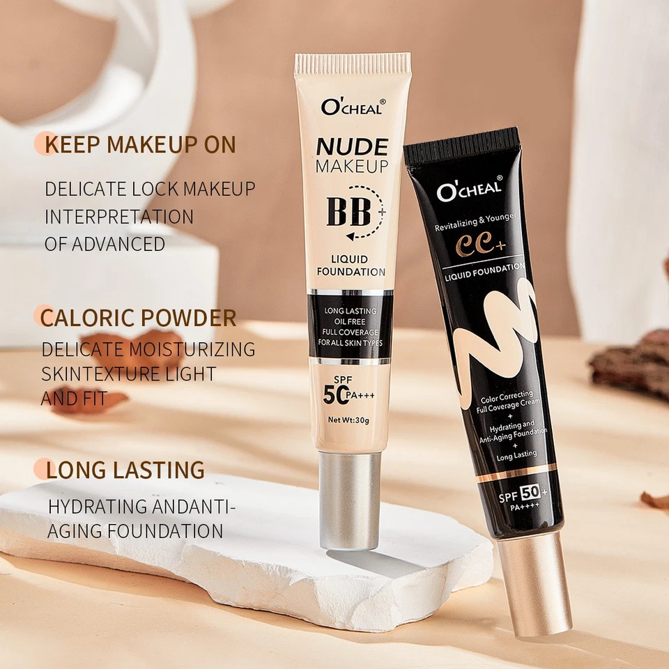 CC BB Cream SPF50+ PA+++ Color Correcting Brightening Makeup Base Sunscreen - Image 2 of 4