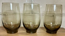 Set of 3 Vintage 60's Libbey Tempo 14oz Smokey Brown MCM Drinking Glass 5" Tall