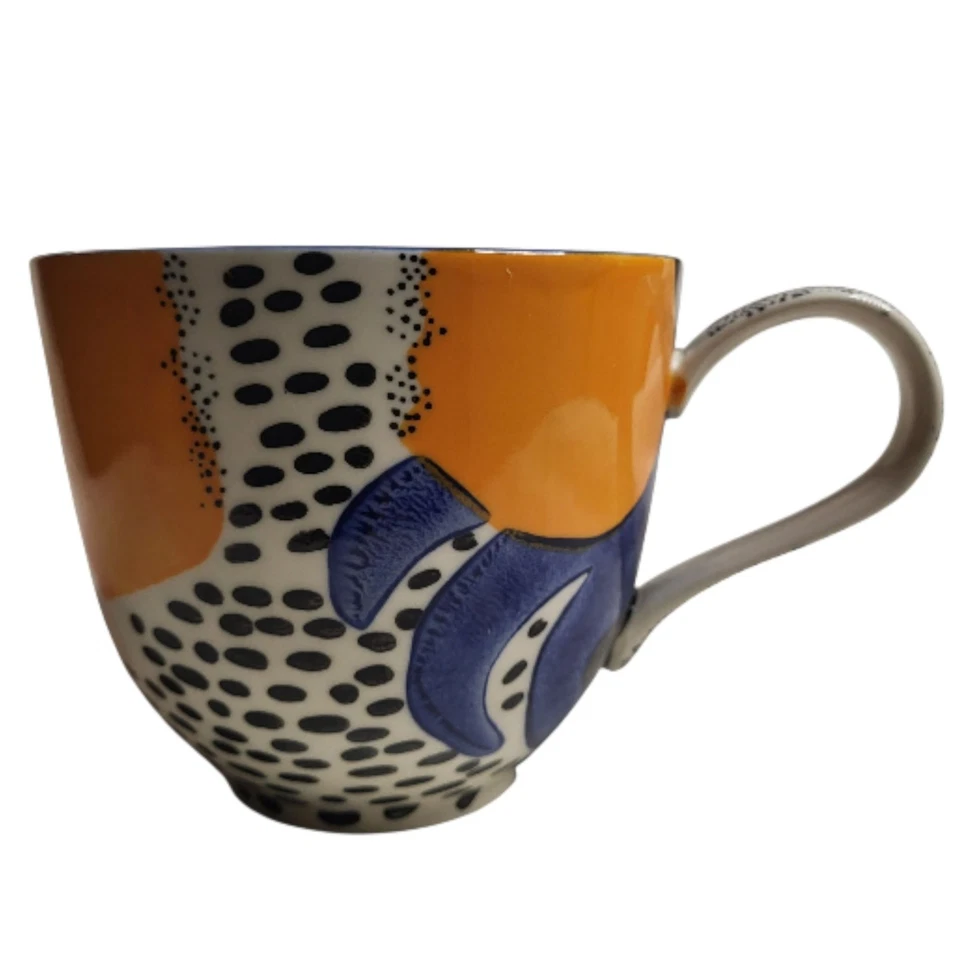 2 Cassie Byrnes for Anthropologie Ceramic Melbourne Mugs Blue & Orange - Image 2 of 4