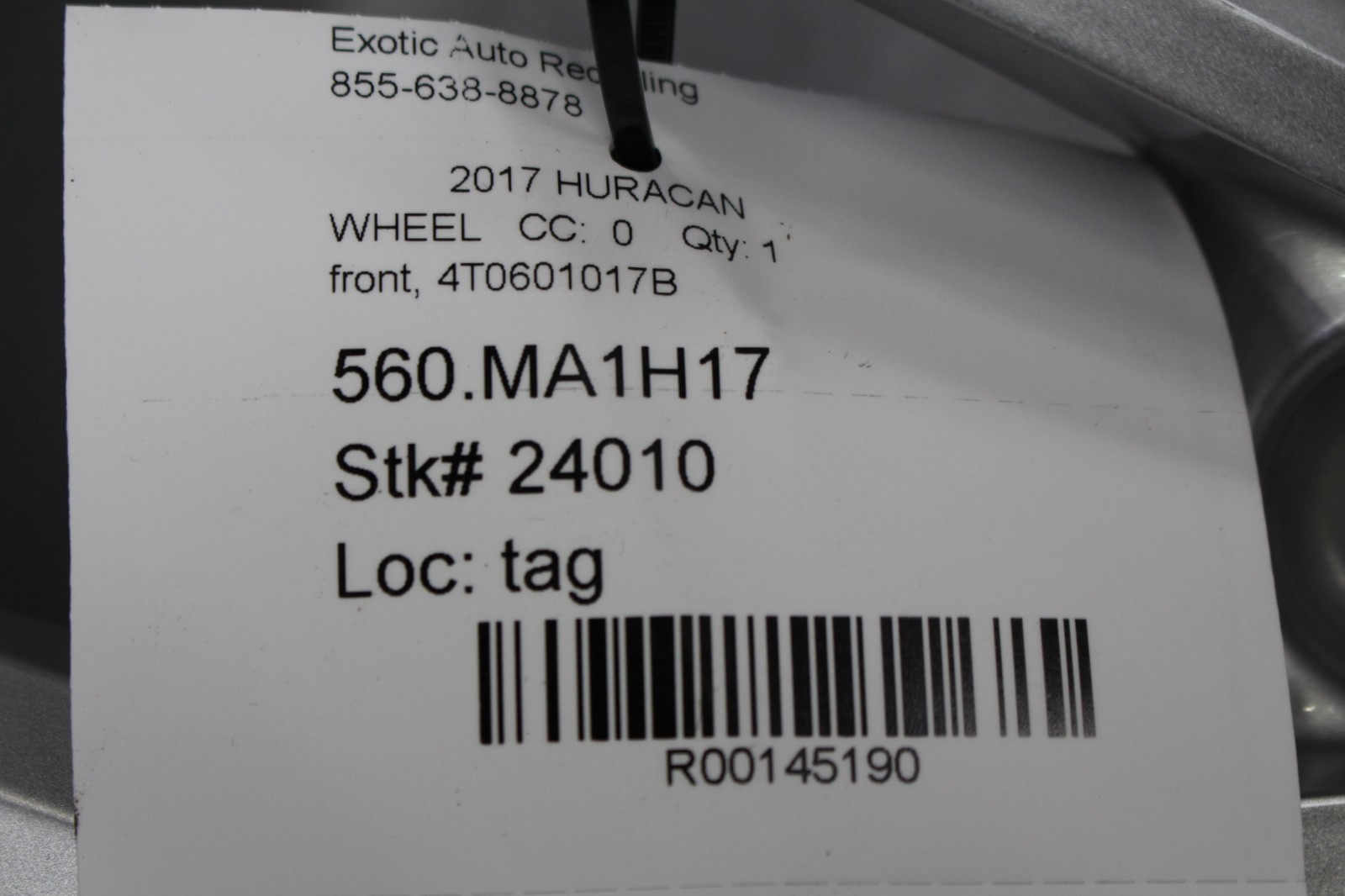 Lamborghini Huracan LP580, 610, Front Wheel, Paint Flaws, Used, P/N 4T0601017B