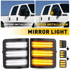 Sequential LED Side Mirror Signal Light Amber White For 2013-2014 Ford F-150 ED