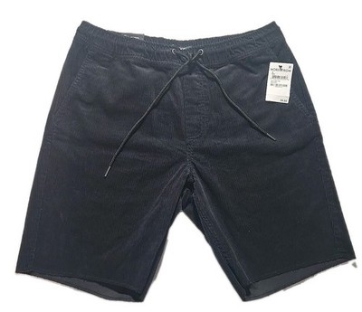 Brixton Shorts Mens Small Black Corduroy Madrid Elastic Waist Relaxed