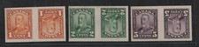 CANADA 1928 KING GEORGE V IMPERF PAIRS TETE BECHE SCOTT #149C-153C FROM BOOKLETS