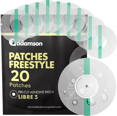 ‎ADAMSON Freestyle Libre 3 Pflaster Wasserfest – 20er-Pack, Transparent, Langlebig, ohne