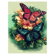 Butterfly Diamond Painting Kits for Adults, Easy DIY 5D Round Full Drill Diamond