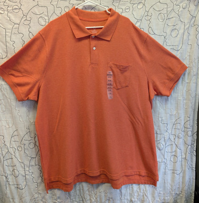 NWT HB 4XL Short Sleeve Polo Shirt Orange Cotton Blend Travel Business Casual