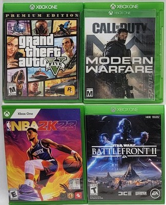 Xbox ONE 4 Game Lot - NBA 2K23, Star Wars Battlefront 2, GTA 5, Call of Duty MW