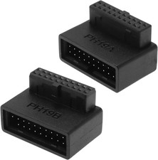 2PCS USB 3.0 19/20 Pin 90 Degree Adapter Male to Female L Turn Right Angle Socke