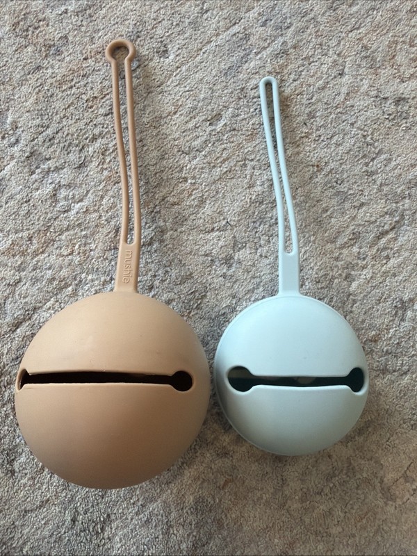 Mushie Silicon Pacifier Holder & Baby zen Pacifier Holder Both Included