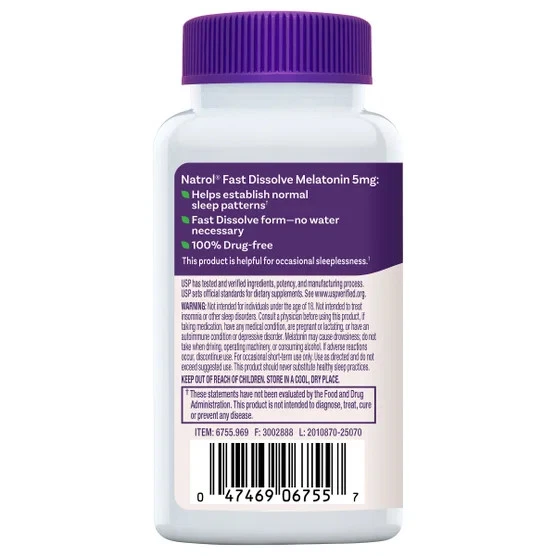 Natrol Melatonina 5 mg Disolución Rápida 250 Comprimidos Sabor Fresa ~ Exp 03/2027 Foto 3 de 4