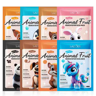 8Pcs SADOER Kawaii Fruits Face Mask Moisturizing Firming Hydrating Coconut Aloe 