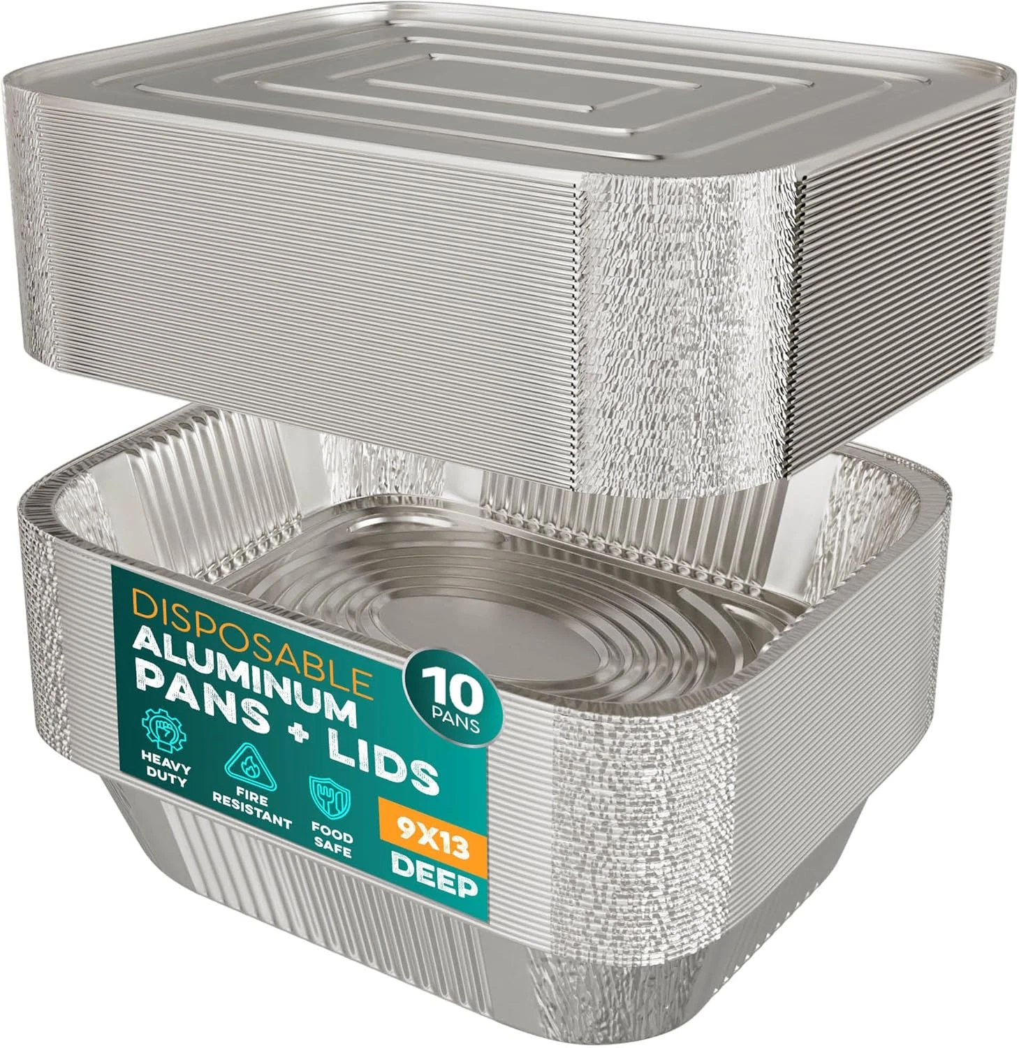 Aluminum Pans with Lids 9X13 [10 Sets] Aluminum Foil Pans Trays with Lids - Half