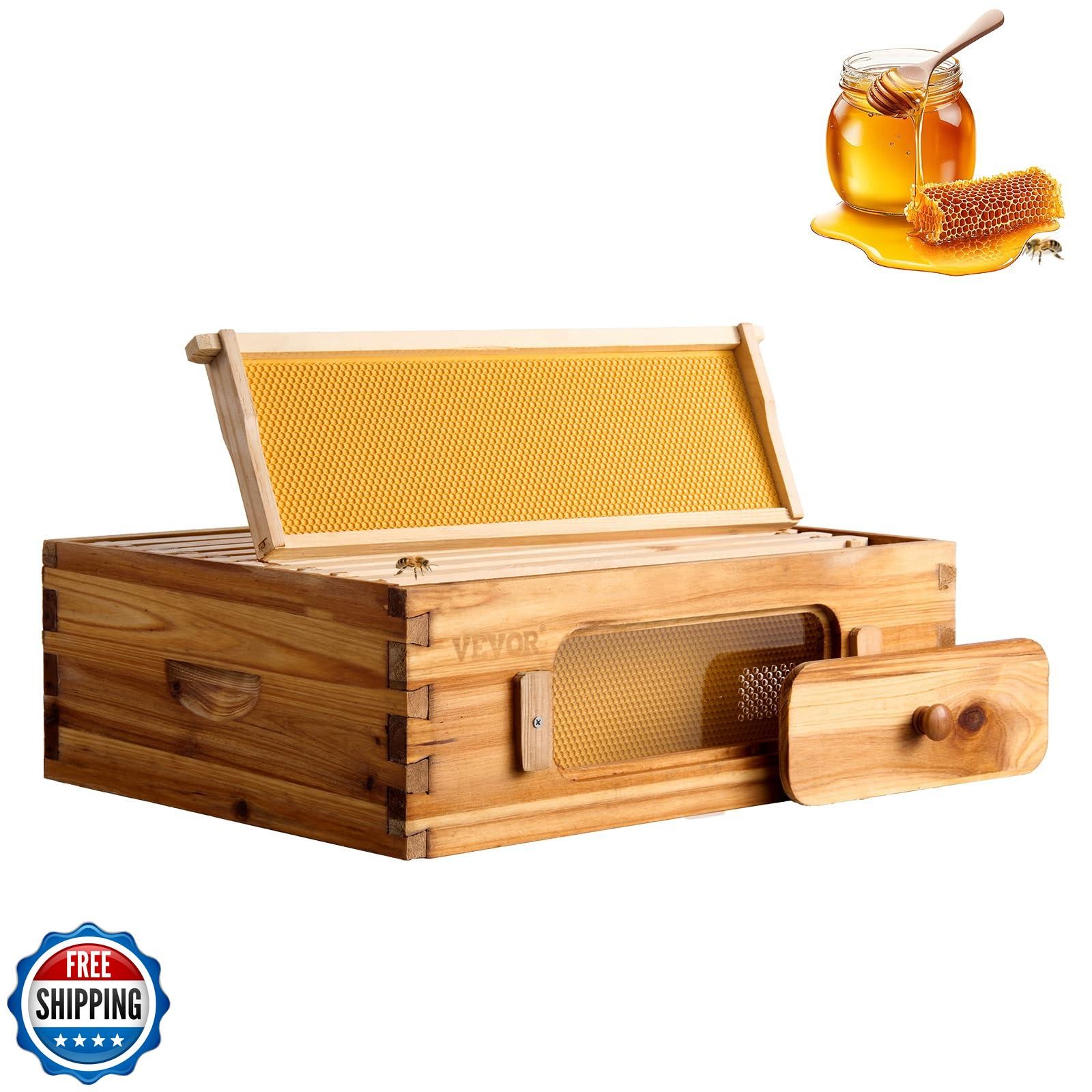 VEVOR 10 Frame Medium Super Bee Hive Box, Bee Box Dipped in 100% 