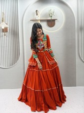 Women Navratri Chaniya Choli Kutch Embroidery Ghagra Cotton Lehenga Ethnic Set