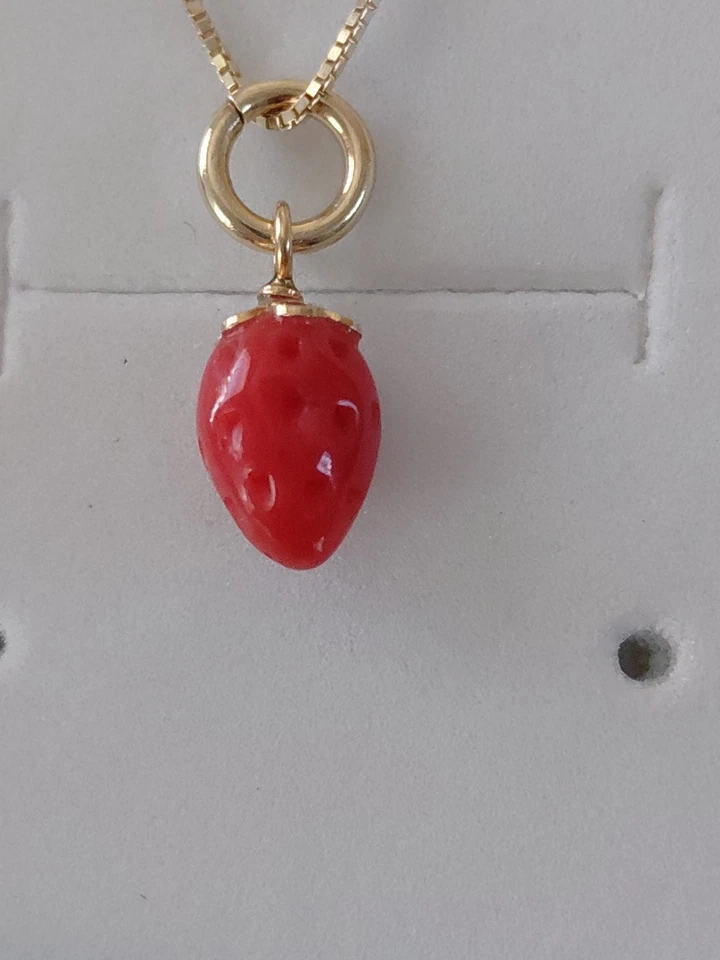  COLLANA + CIONDOLO FRAGOLA  IN CORALLO ROSSO DELLA SARDEGNA  con argento 925  - Immagine 3 di 4