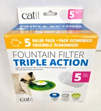 Catit Senses Flower Fountain Triple Action Drinking Water Filters Value 5 Pack