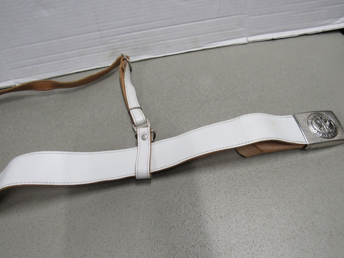 German Bundeswehr Elite Drill Unit White Parade Leather Belt w