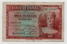 SPAIN 10 PESETAS 1935 PICK 86A LOOK SCANS
