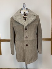 VINTAGE LAKELAND SPLIT COWHIDE SUEDE SHERPA RANCHER MARLBORO MAN COAT SIZE 42