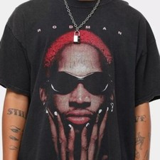 Dennis Rodman Tshirt, Dennis Rodman Black Unisex T-shirt Reprint S-5XL
