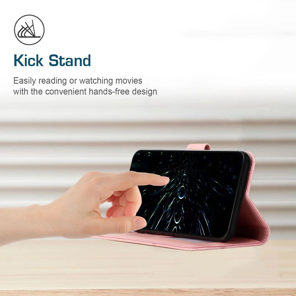 Durable Leather Wallet Stand Case for iPhone 16 15 14 13 12 11 Pro Max Plus
