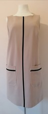 M&S Woman Taupe Dress Size 14  Shift Sleeveless Pockets Lined Business Work VGC