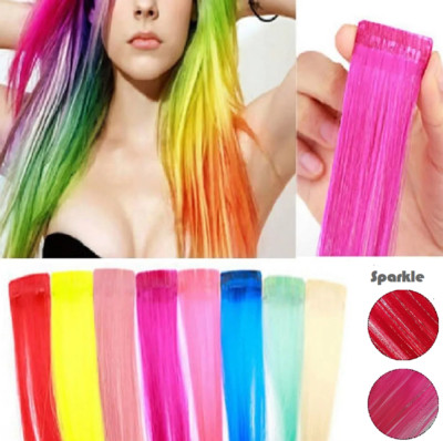 2-8 x Clip In Langhaar Extensions Highlight Strähnen gerade oder lockig + gratis  