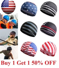 Moisture Sweat Wicking Cooling flag Dome  Cap Helmet Liner Beanie patriotic hat
