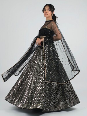 INDIAN WEDDING PARTY NEW DESIGNER BLACK LEHENGA CHOLI LENGHA PAKISTANI  BOLLYWOOD | eBay