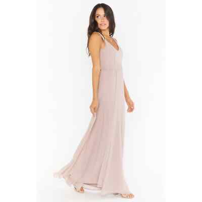 beige pink bridesmaid dresses JP Print Dress