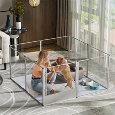 S-XXL Large Clear Acrylic Dog Playpen Pet Animal Bunny Ferret Dog Cat Fence Cage