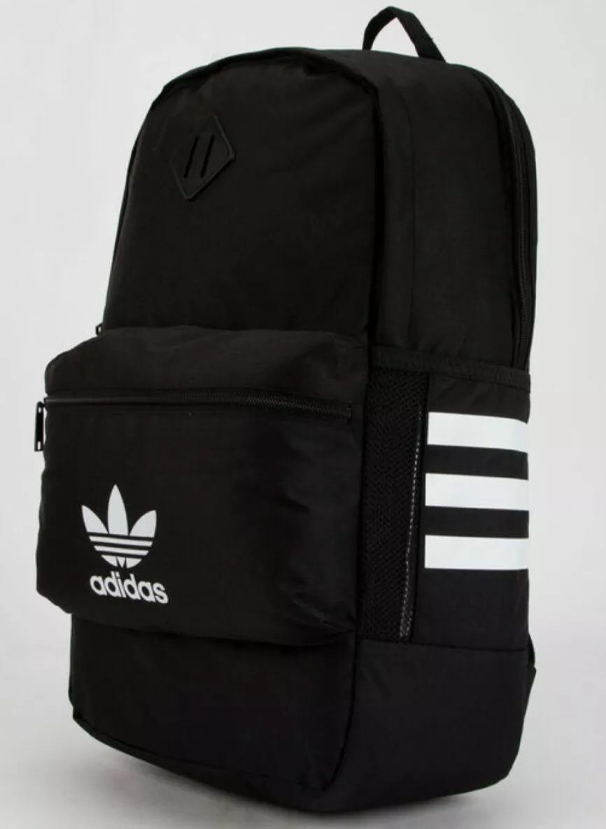 Adidas Originals Base Black/White Stripes Backpack!! School/Travel/Sport Bag eBay