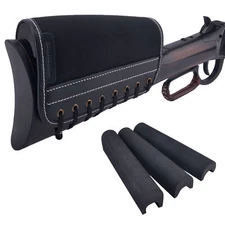 Black Leather Neoprene Rifle Cheek Riser Rest Shotgun Butt Cover with 3pcs EVA