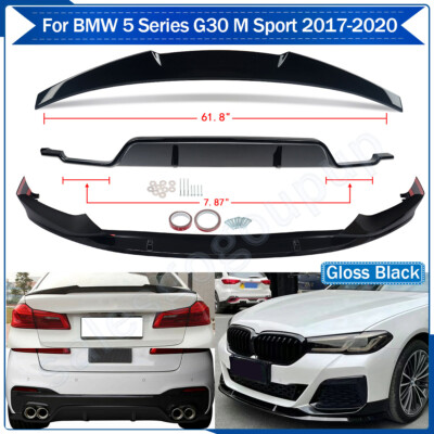 Gloss Black Front Lip Rear Diffuser Rear Spoiler For 17-20 BMW G30 M Sport Kits