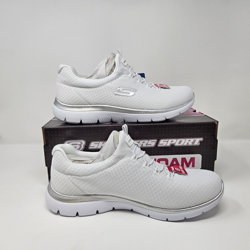 Wmns Skechers Sport Summits 'White/Silver' Comfy Athletic Shoe / 12980 / Size 10 - Picture 2 of 6