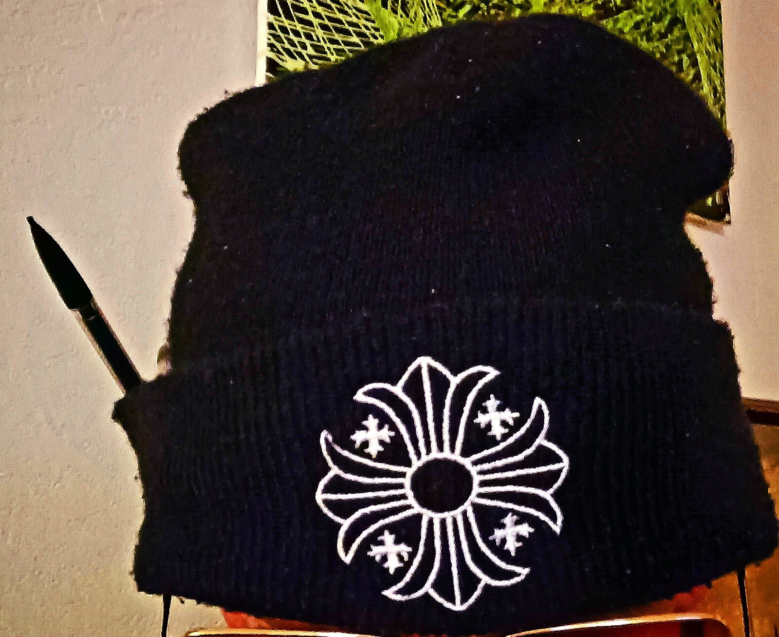 Chrome Hearts WOOL WATCH CAP CH Plus Embroidered Beanie Hat Mens Used c2469631b4