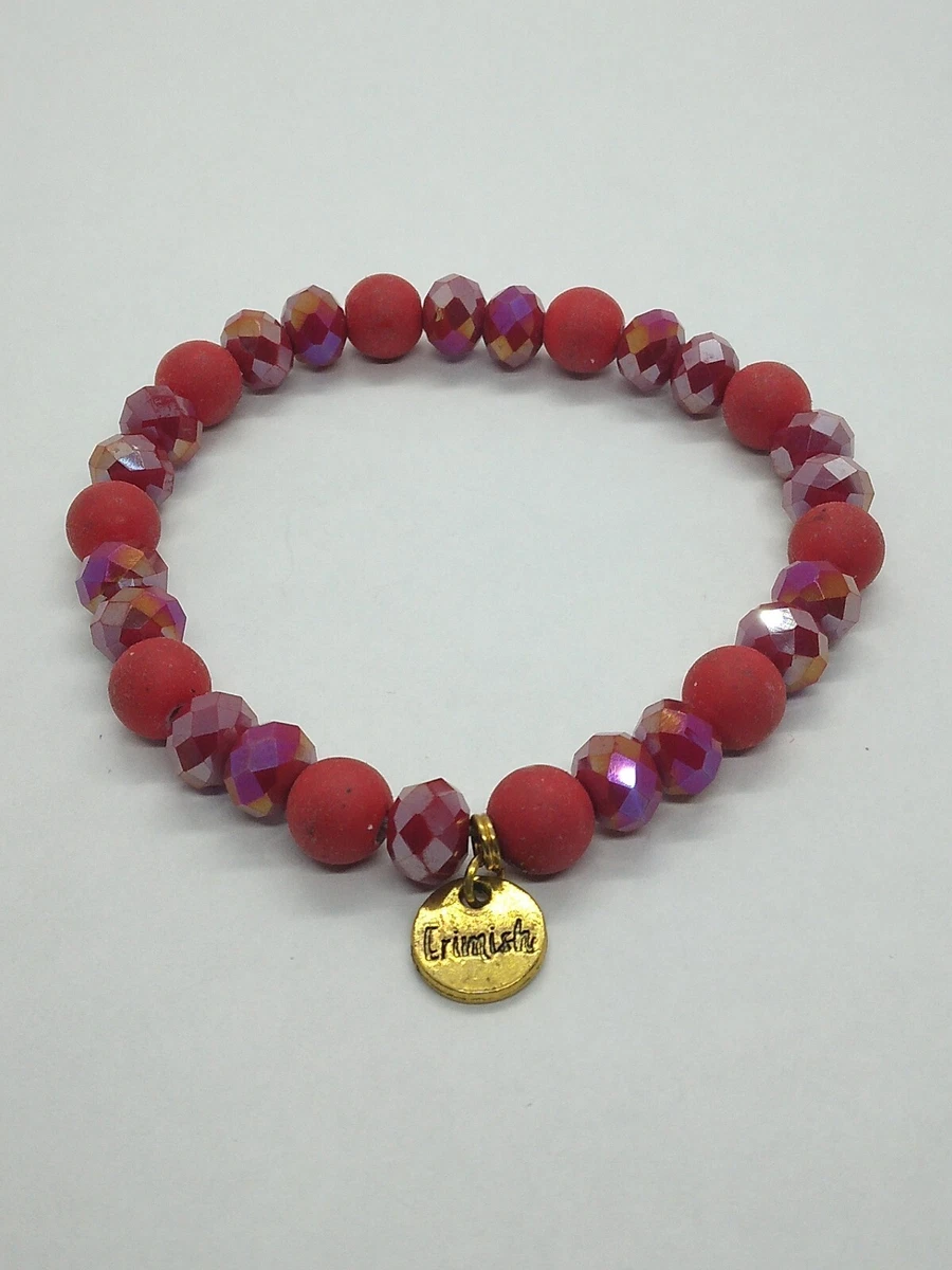 Ermish Red AB Faceted Rondelle Crystal Beaded Stretch Bracelet