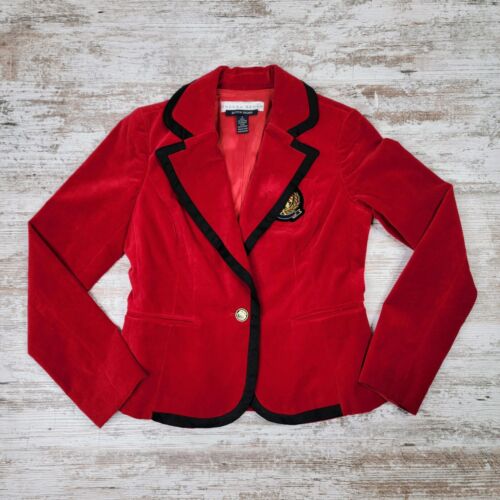 Boston Proper Classic Red Blazer With Crest Size … - image 1