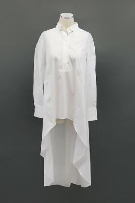 NWT$1845 Brunello Cucinelli Women Stretch Hi-Lo Dress Shirt W/Tailcoat M A181