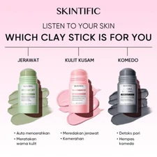 3 Item SKINTIFIC Mugwort, Alaska Volcano, Niacinamide Acne Clay Mask Stick @40g