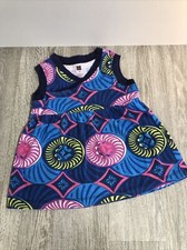 Girl's Tea Collection S 4-5 Sleeveless Shirt Blue Pink Yellow Shapes Summer B5