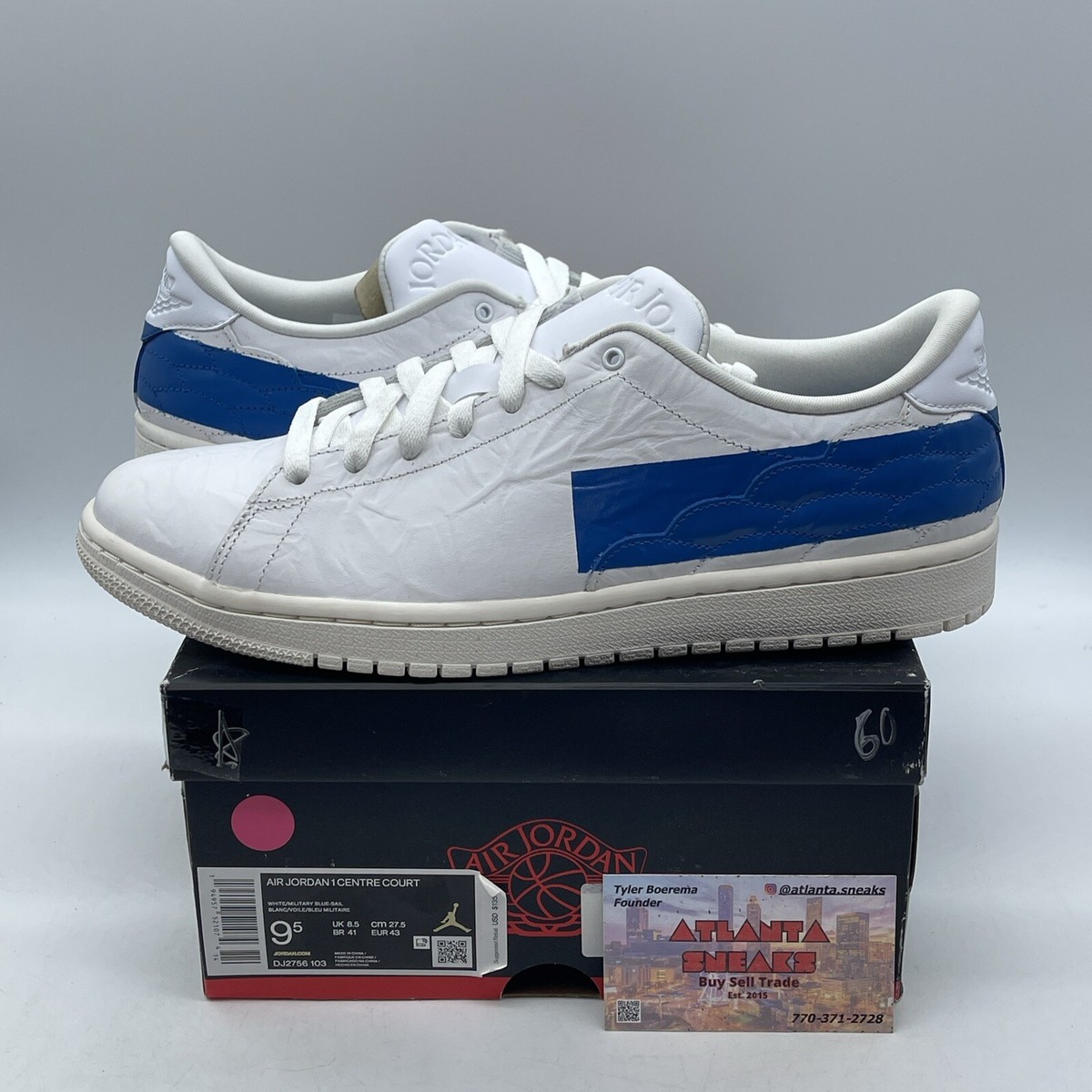 Size Air Jordan Centre Court Military Blue White Leather