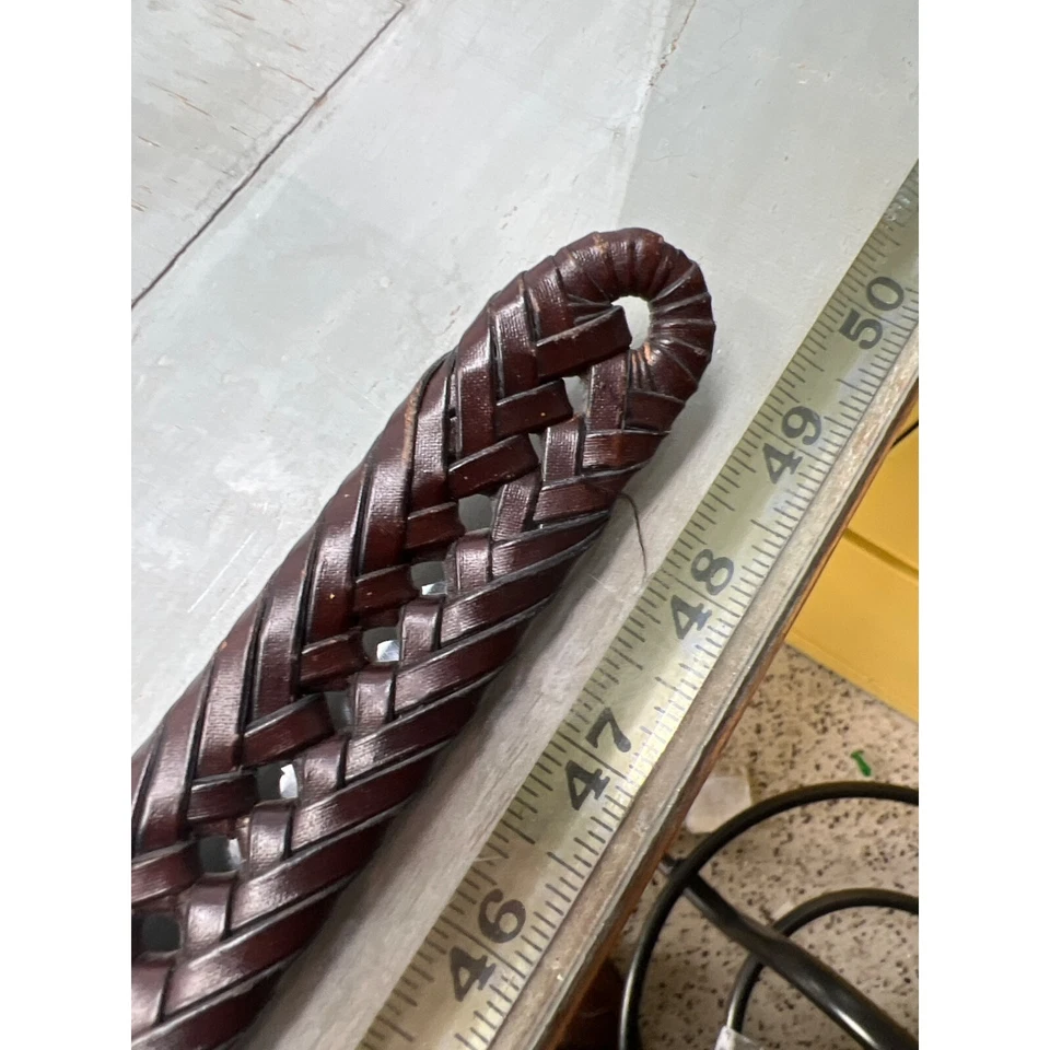 Cinturón Trenzado Cuero Genuino Hombre 42 Marrón Ajustable Tejido Western Exterior Foto 3 de 4