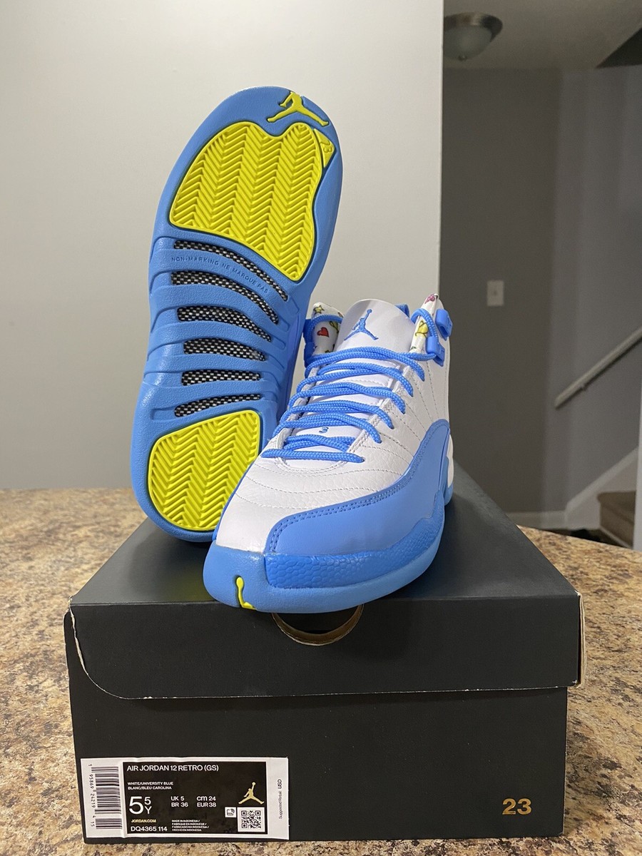 Air Jordan 12 Retro Emoji GS Blue Size 5.5Y / Women's 7 New 100