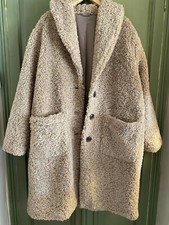 Women's Taupe Boucle Teddy Coat. Size 18. Winter Mid Length Coat. Bnwot