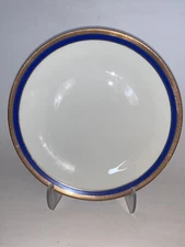 Vintage Richard Ginori Palermo BLUE Gold White  7 7/8" Diameter SALAD PLATE