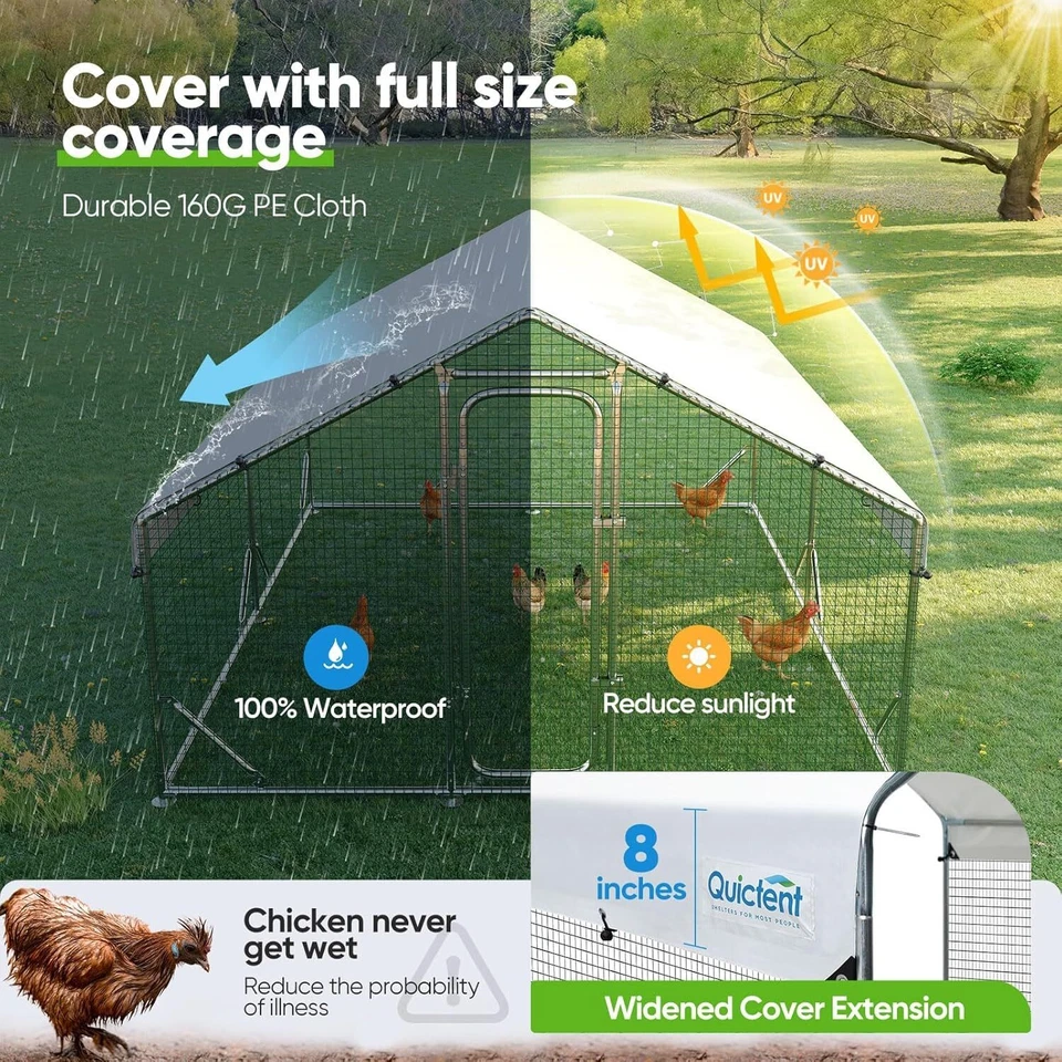 Quictent Gallinero Run para Aves de Corral con Cubierta de Techo Impermeable, Varios Tamaños Foto 3 de 4