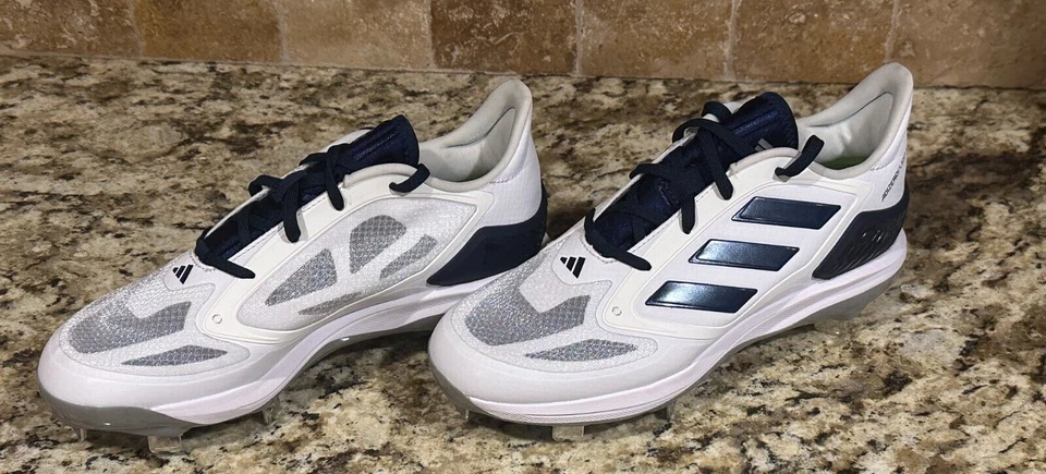 ADIDAS PURE HUSTLE 2 ELITE METAL SOFTBALL CLEATS Women Sz 8.5 WHITE / BLACK D12 - Image 3 of 4