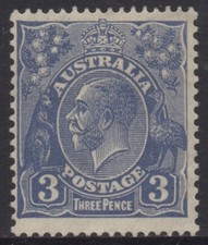 AUSTRALIA 1932 3d ULTRAMARINE KGV STAMP MH CofA.WMK PERF.13.1/2 X 12.1/2 SG.128