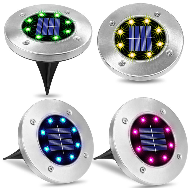 Color Changing Solar Ground Lights, 12 Pack LED Disc Puck Light for ...